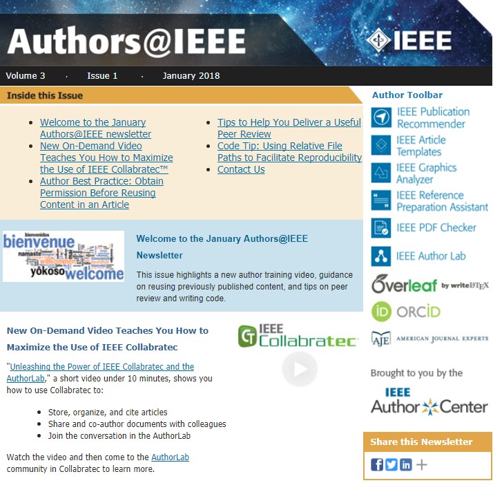 About the IEEE Monthly Newsletter IEEE Author Center